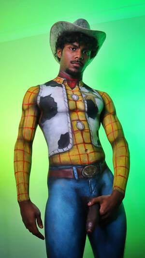 Man Body Paint Porn - Body paint porn! Woody from Toy Story! : r/Nudegayart
