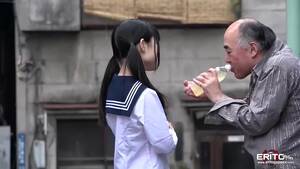 japanese teen old - Cute Japanese schoolgirl gives blowjob to a lucky old man - ZB Porn