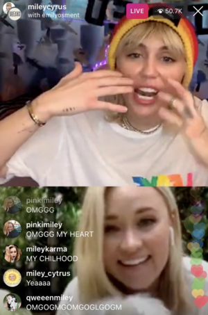 Emily Osment And Miley Cyrus Porn - Miley Cyrus And Emily Osment Reunited On Instagram Live