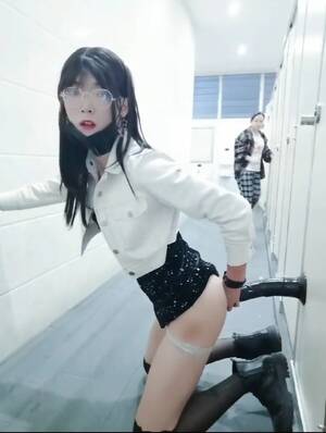 asian boots dildo - Korean Tgirl public bathroom dildo Fuck - ThisVid.com