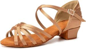 ladies latin nude models - Amazon.com | VCIXXVCE Girls Latin Dance Shoe Open Toe Silk Satin Nude Low  Heel 1 1/3\