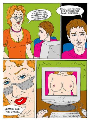cartoon granny pussy - Granny caches her grandson at viewing porno - Porn Cartoon Comics