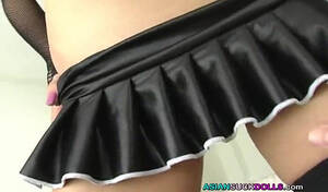 asian skirt strip - Asian slut in short skirt strips teases and sucks dick