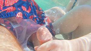 hidden beach handjob - Risky beach handjob underwater cumshot with curvy redhead. | AREA51.PORN