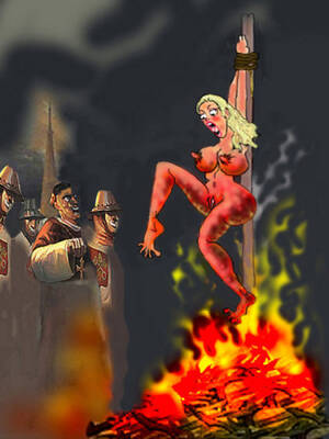 Fetish Witch Cartoon - Burning At The Stake Witch Hunt Fetish Torture Art - Comic Porn XXX