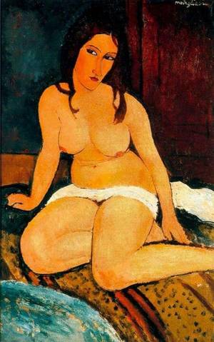 fat nude art models posters - Modigliani, nude portrait of Jeanne Hebuterne