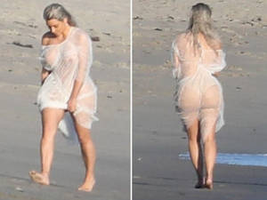naked kim kardashian at beach - Kim Kardashian Naked Nude Celebrity Photos