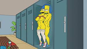 Bart And Marge Simpson Porn - Bart gives Marge Simpson a rough anal fuck in the locker room - Hentai City