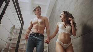 happy couples home sex - Sexy Couple Walking Down Stairs at Home. Happy Couple After Sex, People  Stock Footage ft. after & couple - Envato Elements
