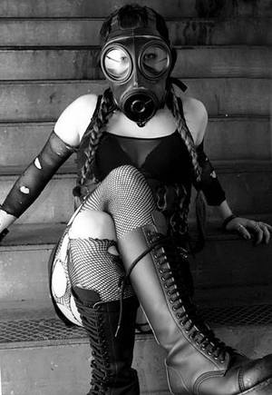 Gothic Gas Mask Girls Porn - Girl in a Gas Mask on stairs