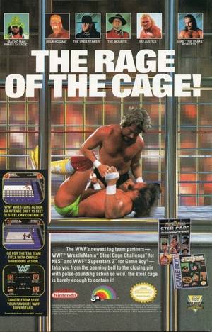 90s Video Game Porn - Comic book ad from WWF video games 'Steel Cage Challenge' for NES and  'Superstars for Gameboy.