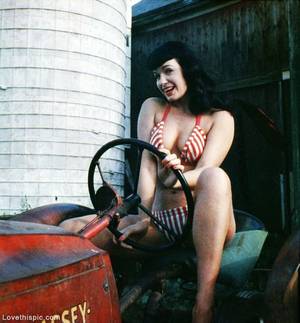 Betty Vintage Celebrity Porn - Bettie Page on Tractor photography vintage celebrity pinup bikini tractor  pose bettie page
