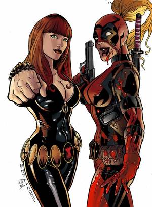 Lady Deadpool Hentai Comic Porn - Black Widow Lady Deadpool artwork by colors by Adam Metcalfe