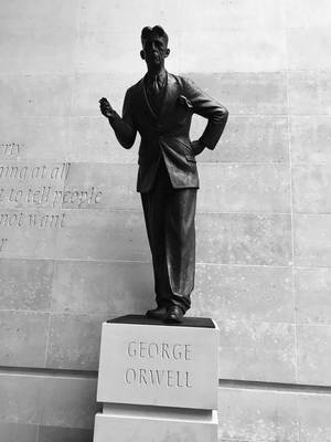Catholic Schoolgirl Interracial Porn - Statue of George Orwell outside Broadcasting House, headquarters of the BBC.  A defence of free speech in an open society, the wall behind the statue is  ...