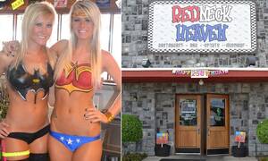 body painting nudist camp video - Redneck Heaven naked body-paint waitresses force Texas town to change nudity  laws | Daily Mail Online