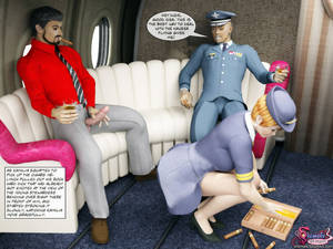 Flight Attendant Cartoon Porn - Thank you for choosing Banana Airlines - two men with hot shemale flight  attendant!