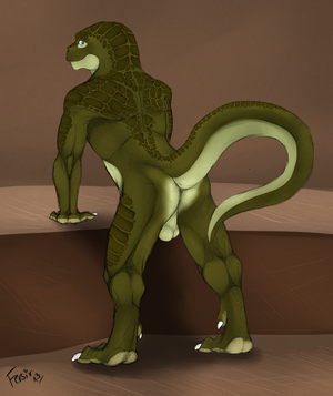 Furry T Rex Porn - Rule 34 - 2013 anthro ass balls biceps big muscles blue eyes claws dinosaur  fersir furry furry only green skin looking at viewer looking back male male  only muscles nude plain background