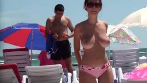 big perky breasts nude beach - Pink Bikini Big Natural Tits. Voyeur Public Beach