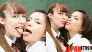 interracial asian kissing - Japan Fetish Fusion - European & Asian Tongue Beauties: Lesbian French  Kisses And Thrills Of An Interracial Schoolgirl Couple - iWantClips