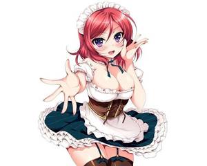 Anime Sexy Not Porn - anime sexy girl breasts cleavage school idol project maid ninoko nishikino  maki waitress Canvas Wall Poster