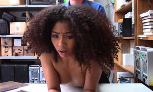 curly hair - Ebony cutie with curly hair fucked hard in the back office - uiPorn.com