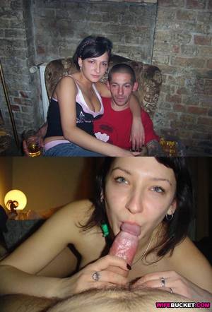 bride blowjob before after - This busty wife loves giving head to hubby â€“ here's a nice before-after  blowjob pic submitted from them to WifeBucket!