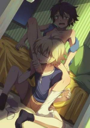 hentai shota animation - barefoot blush fcc feet hyakuya_mikaela hyakuya_yuuichirou licking  male_focus multiple_boys owari_no_seraph shota socks yaoi