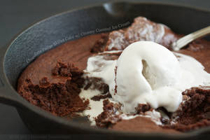 Hot Fudge Porn - Chocolate Fudge Skillet Cake with Creamy Coconut Ice Cream