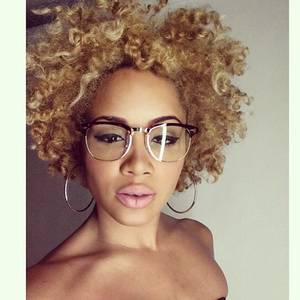 Curly Glasses Porn Ebony - The Glory of hair. Your hair is as unique as you are. Golden Fro with  highlights.