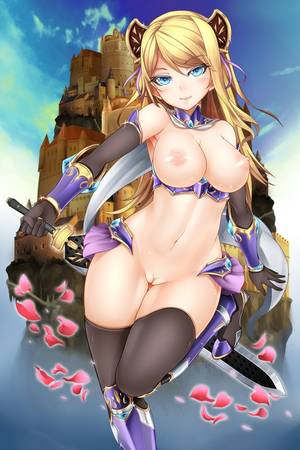 anime girl hentai pussy - armor female female only nipples nude oni-noboru pussy solo sword  thighhighs uncensored