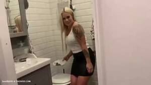 blonde toilet - Tattooed blonde chick pooping in the toilet