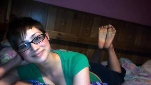 cute brunette teen with glasses - Pretty Brunette Teen With Glasses Shows Off Her Sexy Feet Video at Porn Lib