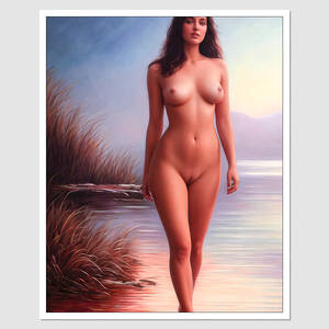 Hottest Woman Ever Nude Porn - SD-03347 A Painting Of A Naked Nude Woman Walking A Body Of Water, A Fine  Art Painting, inspired by Alex Horleyorlandelli, Figurative Art, Sexy Young  Woman, Symmetrical Eyes And Body, Snes Graphics,
