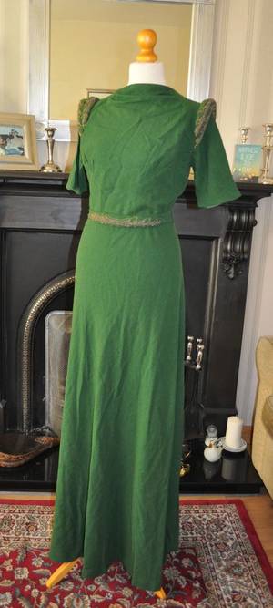 40s Clothes Porn - Bespoke Vintage 1940s Long Green Evening Dress with Beading at waist &  shoulder
