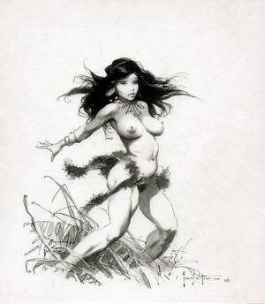 frank frazetta erotica - Frank Frazetta Jungle Girl Nude Comic Art