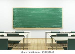 Middle School 3d Porn - empty school classroom with blackboard. 3D rendering