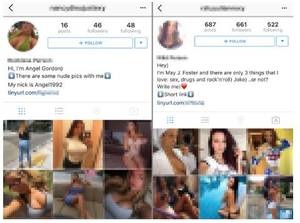 Hackin - Example of hacked Instagram accounts [Source: Symantec]