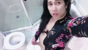 asian shemale piss - asian shemale pissing and masturbating her cock and cum | xHamster