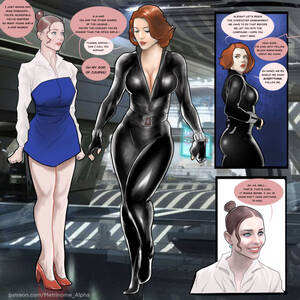 Black Widow Porn Spandex - Rule 34 - 2girls athletic athletic female avengers black widow (marvel)  blue eyes blue skirt breasts clothing colored comic comic page curvy curvy  figure english text female female only fully clothed high