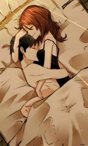 anime couple cg - Anime â˜  Just an adorable anime couple sleeping.. Aweeee. :33