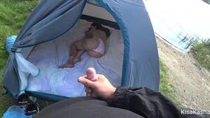 amateur cumshots camping - The camping lover forgot to close the tent and in the morning a dick in her  pussy was waiting for her