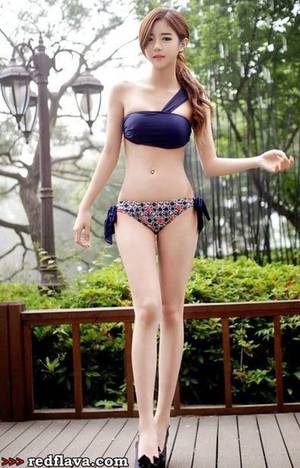 Korean Bikini Porn - Sexy tall Korean girl in a tight bikini wearing high heels with beautiful  long legs - what a goddess, needs to be worshipped.