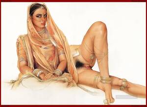 art from india nude - Indian erotic lady sexy nude Painting in Oil for Sale