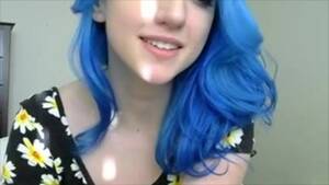 Blue Hair Girl Tits - Blue haired girl in flowers plays with tits watch online