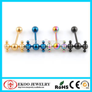 erotic body jewelry porn - Titanium Anodized Erotic Spinner Barbell Porn Tongue Ring 1.6*16*6mm Mixed  Colors Lot
