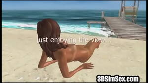 3d hentai nude beach - 3D girl at the beach takes sun naked - XVIDEOS.COM