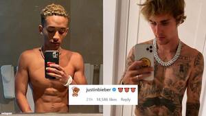 Jaden Smith Gay Porn Black - Like Us, Justin Bieber Is Thirsty for Jaden Smith's Shirtless Selfies