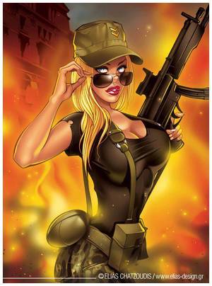 Army Girl Cartoon Porn - Girl with gun