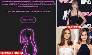 Natalie Portman Bukkake Porn - EXCLUSIVE: Celebrity deep fake porn doubles in a year thanks to  sophisticated AI as stars including Taylor Swift, Natalie Portman and Emma  Watson are targeted | Daily Mail Online