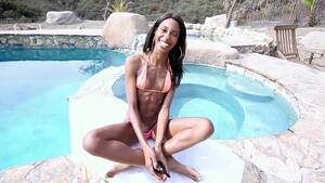 athletic ebony - Athletic ebony babe Adriana Malao posing by the pool - Porn Movies - 3Movs